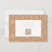 Elegante Terracotta Floral Line Art Wedding QR Cod RSVP Karte (Rückseite)