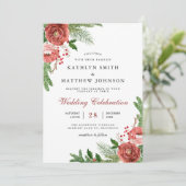 Elegante Terracotta Floral Pine Bough Wedding Foto Einladung (Stehend Vorderseite)