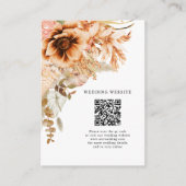 Elegante Terracotta Floral QR Code Hochzeit im Her Begleitkarte (Vorderseite)