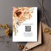 Elegante Terracotta Floral QR Code Hochzeit im Her Begleitkarte