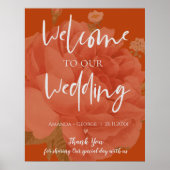 Elegante Terracotta Floral Willkommen bei unserer  Poster (Vorne)