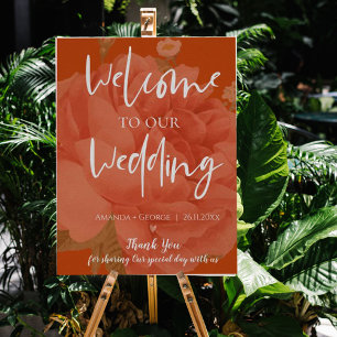 Elegante Terracotta Floral Willkommen bei unserer  Poster