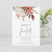 Elegante Terracotta Florals Fortieth Birthday Part Einladung (Stehend Vorderseite)