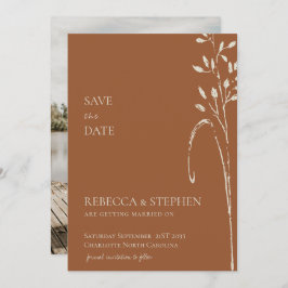 Elegante Terracotta Foto Save the Date Invitati Einladung