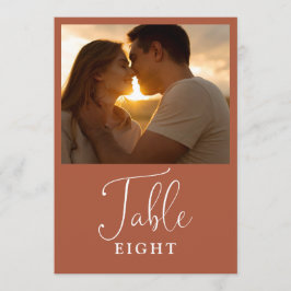 Elegante Terracotta Foto Tischnummer