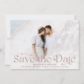 Elegante Terracotta Foto Wedding Save The Date (Vorderseite)