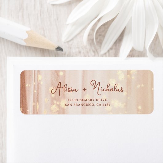 Elegante Terracotta Gold Watercolor Hochzeitsadres (Insitu)