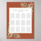Elegante Terracotta Grüne Hochzeitsskizze Poster (Vorne)