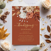 Elegante Terracotta Herbst Erntedank Folieneinladung