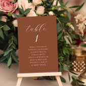 Elegante Terracotta-Hochzeit im Herbst Seekarte Tischnummer