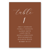 Elegante Terracotta-Hochzeit im Herbst Seekarte Tischnummer (Vorderseite)