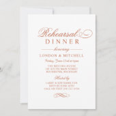 Elegante Terracotta Hochzeit Probe Dinner Einladung (Vorderseite)