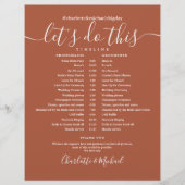 Elegante Terracotta Hochzeitsplanung Zeitplan (Vorderseite)