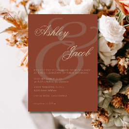 Elegante Terracotta Minimalistisch Wedding Einladung