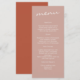 Elegante Terracotta Minimalistisch Wedding Menükarte