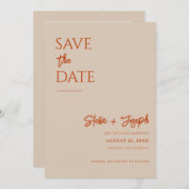 Elegante Terracotta Modernes Boho Chic Foto Hochze Save The Date (Vorne/Hinten)