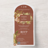 Elegante Terracotta Monogram QR Code Arch Wedding All In One Einladung (Innen Boden)