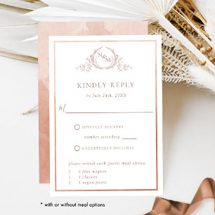 Elegante Terracotta Monogram und Aquarellfarbe UAW RSVP Karte