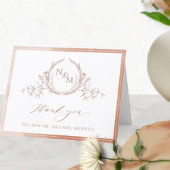 Elegante Terracotta Monogram, Wasserfarbenprägung Dankeskarte