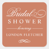 Elegante Terracotta Orange Wedding Brautparty Quadratischer Aufkleber (Vorderseite)