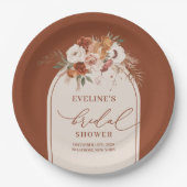 Elegante Terracotta Pampas boho Bridal Paper Telle Pappteller (Vorderseite)