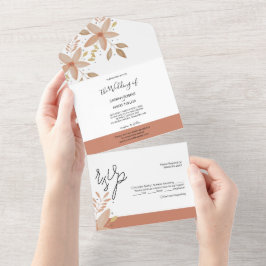 Elegante Terracotta Rodelbahn Blume All In One Einladung