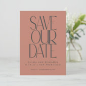Elegante Terracotta Rose Einfaches Modern Foto Save The Date (Stehend Vorderseite)