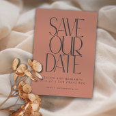 Elegante Terracotta Rose Einfaches Modern Foto Save The Date