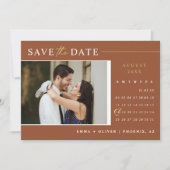 Elegante Terracotta Save the Date Kalender QR Code Einladung (Vorderseite)