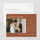 Elegante Terracotta Save the Date Kalender QR Code Postkarte (Vorne/Hinten)