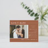 Elegante Terracotta Save the Date Kalender QR Code Postkarte (Stehend Vorderseite)