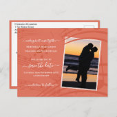 Elegante Terracotta Save the Date Postkarte (Vorne/Hinten)