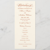Elegante Terracotta Script Wedding Ceremony Programm (Vorderseite)