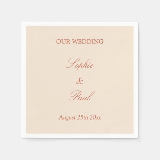 Elegante Terracotta Script Wedding Napkins Serviette (Vorderseite)