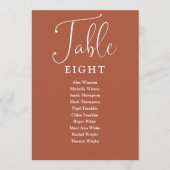Elegante Terracotta Seating Chart Tischnummer (Vorderseite)
