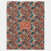 Elegante Terracotta tiefpastellgrüne Blume Fleecedecke (Vorderseite)
