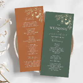 Elegante Terracotta und Olive Green Wedding Programm