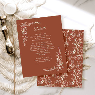 Elegante Terracotta Vintage Hochzeit Begleitkarte
