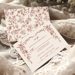 Elegante Terracotta Vintage Hochzeit RSVP Karte