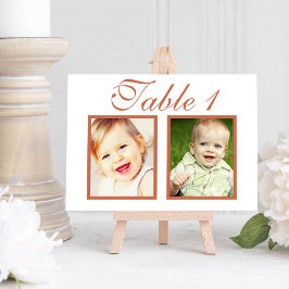 Elegante Terracotta Wedding Foto Tischnummer