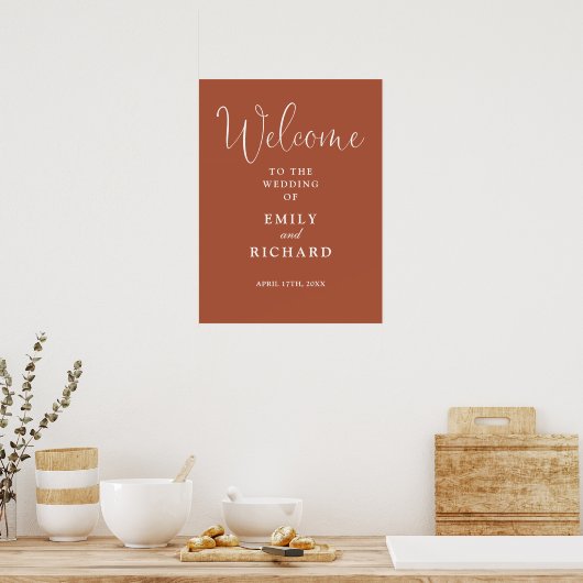 Elegante Terracotta Wedding Welcome Sign Poster (Küche)