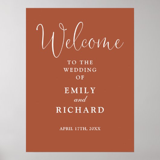 Elegante Terracotta Wedding Welcome Sign Poster (Vorne)