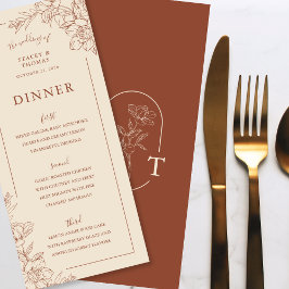 Elegante Terracotta Whimsical Wedding Menükarte