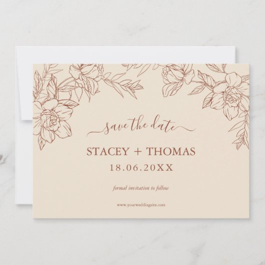 Elegante Terracotta Whimsical Wedding Save The Date (Vorderseite)