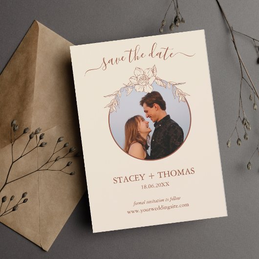 Elegante Terracotta Whimsical Wedding Save The Date