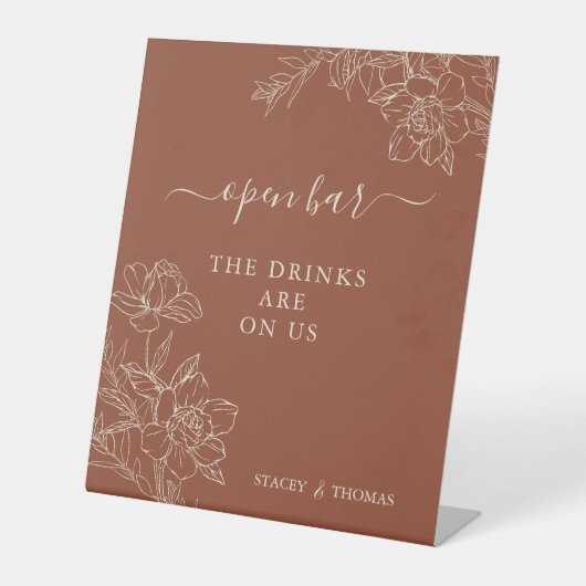 Elegante Terracotta Whimsical Wedding Sockelschild (Vorderseite)