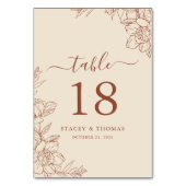 Elegante Terracotta Whimsical Wedding Tischnummer (Vorderseite)