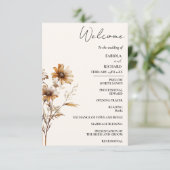 Elegante Terracotta Wildblume Wedding Program Card (Stehend Vorderseite)