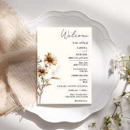 Elegante Terracotta Wildblume Wedding Program Card