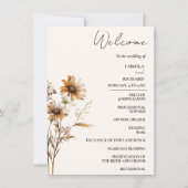 Elegante Terracotta Wildblume Wedding Program Card Einladung (Vorderseite)